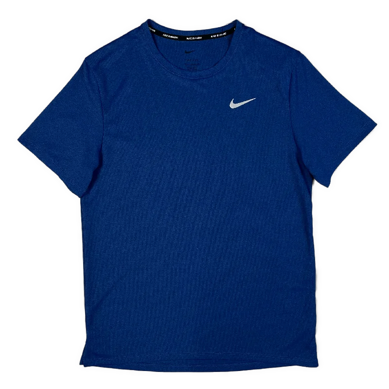 men's soft cotton crewneck t-shirts -Nike UV Miler T-Shirt - Royal/Navy Blue