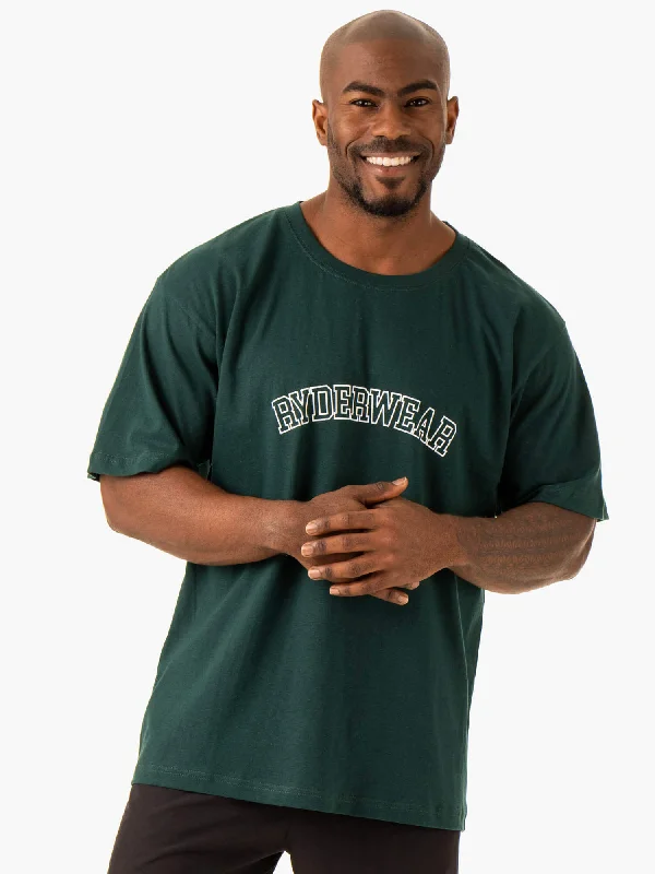 men's crewneck t-shirts -Oversized T-Shirt - Bottle Green