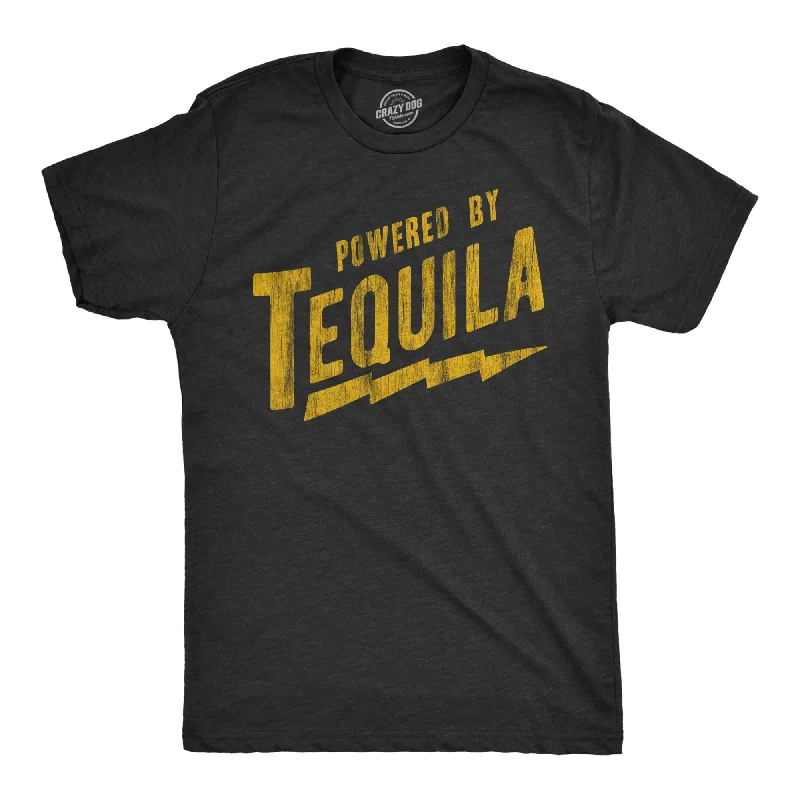 men's bold design t-shirts -Powered By Tequila Men's T Shirt