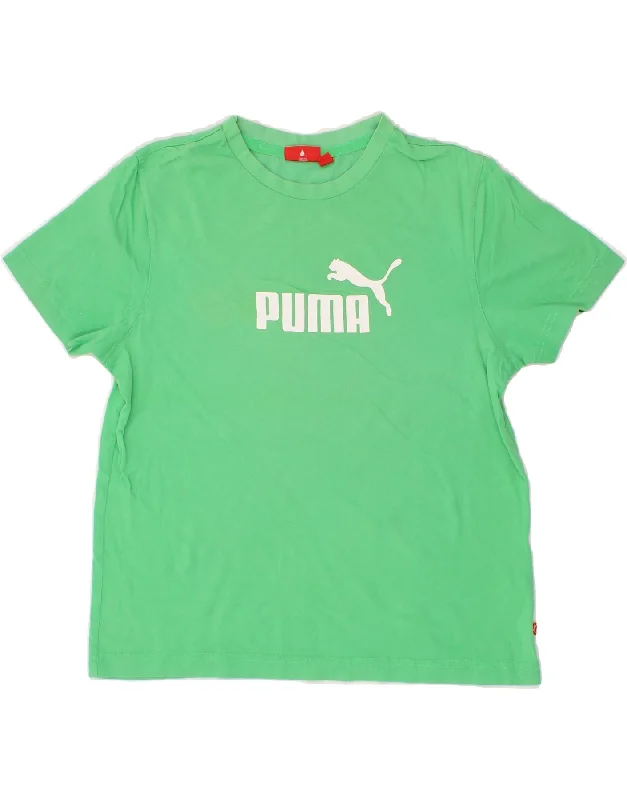 men's premium quality t-shirts -PUMA Girls Graphic T-Shirt Top 11-12 Years Large  Green Cotton