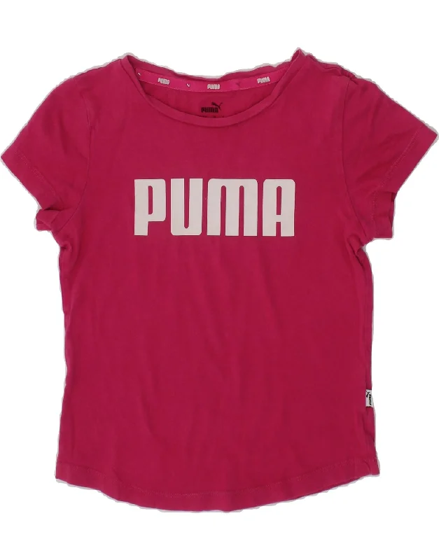 men's daily wear t-shirts -PUMA Girls Graphic T-Shirt Top 7-8 Years Pink