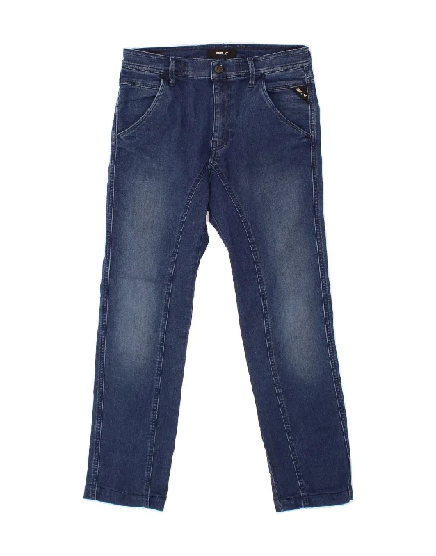 REPLAY Boys Straight Jeans 11-12 Years W28 L25 Blue Cotton