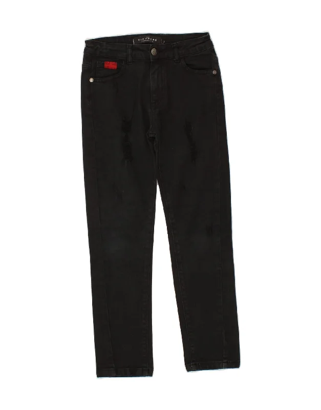 RICHMOND Boys Graphic Slim Straight Jeans 6-7 Years W22 L24 Black Cotton