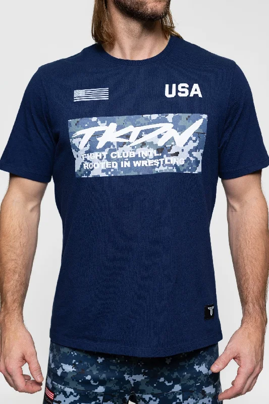 men's daily wear t-shirts -Sea Camo T-Shirt - Navy