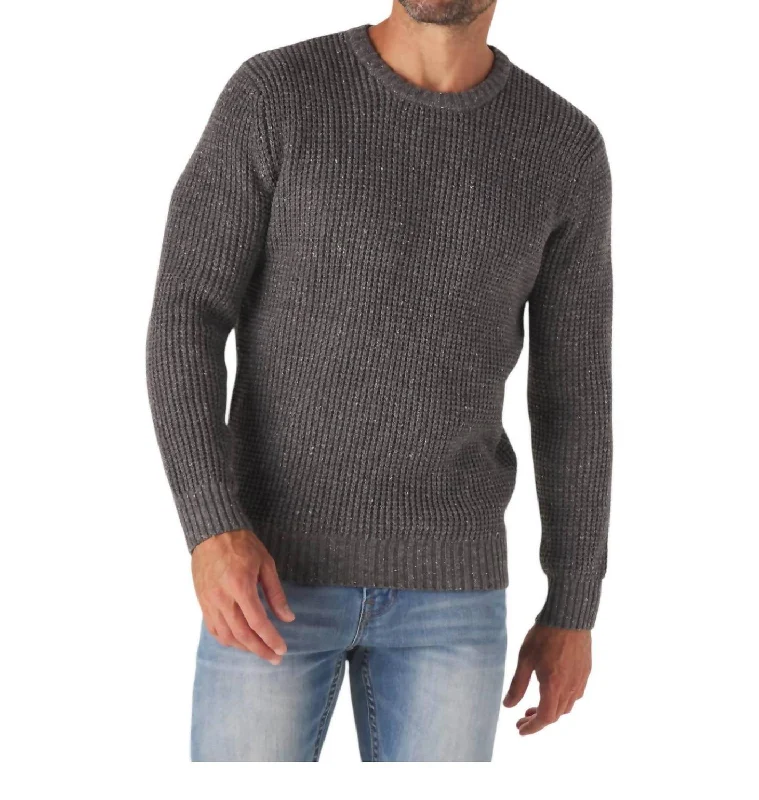 men's comfortable plain t-shirts -Seawool Nep Crewneck Top In Grey