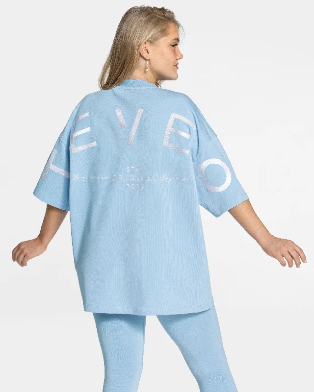 men's statement t-shirts -Signature Oversized T-Shirt "Ice Blue"