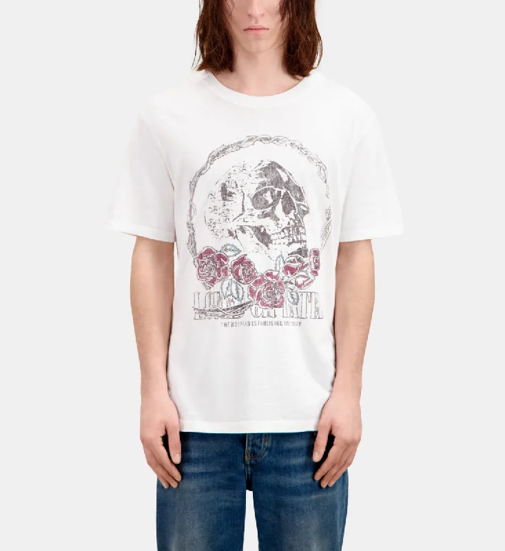 men's outdoor t-shirts -T-shirt With Vintage Skull Serigraphy