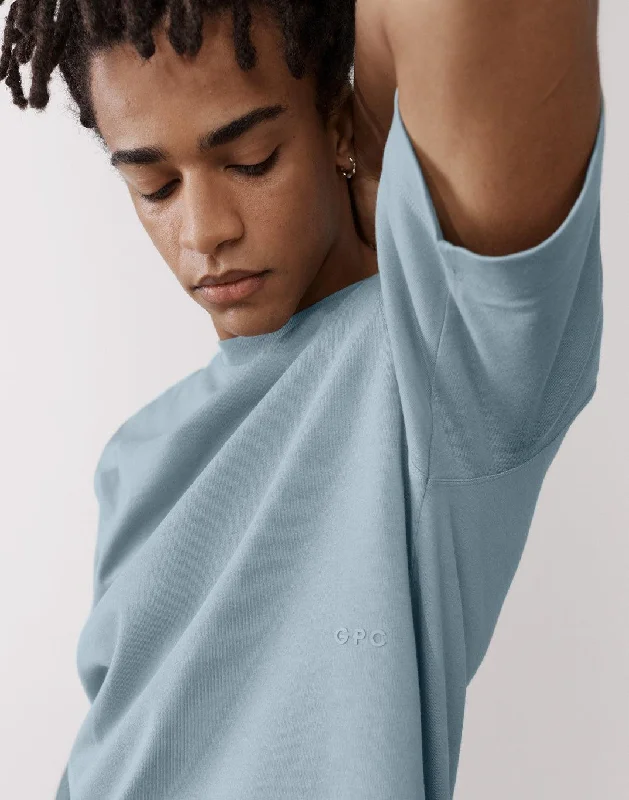 men's v-neck t-shirts -The Oversized Tee in Chalk Blue