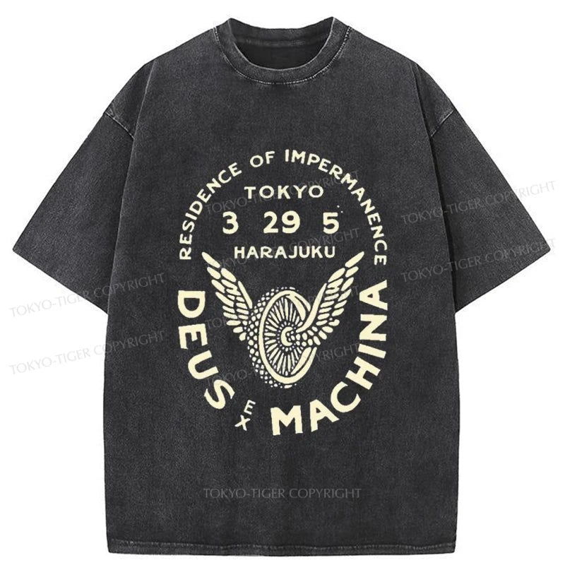 men's comfortable cotton t-shirts -Tokyo-Tiger Deus Ex Machina Tokyo Washed T-Shirt