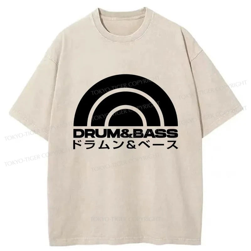 men's casual graphic t-shirts -Tokyo-Tiger Drum & Bass Disc Washed T-Shirt