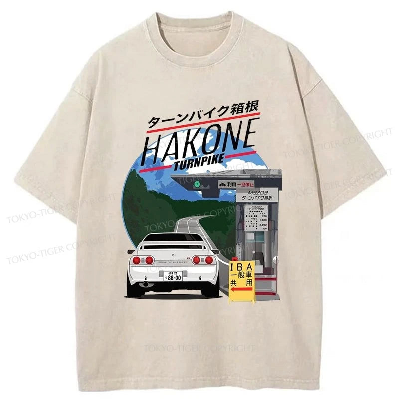 men's high-performance t-shirts -Tokyo-Tiger Hakone Nissan Skyline R32 JDM Washed T-Shirt