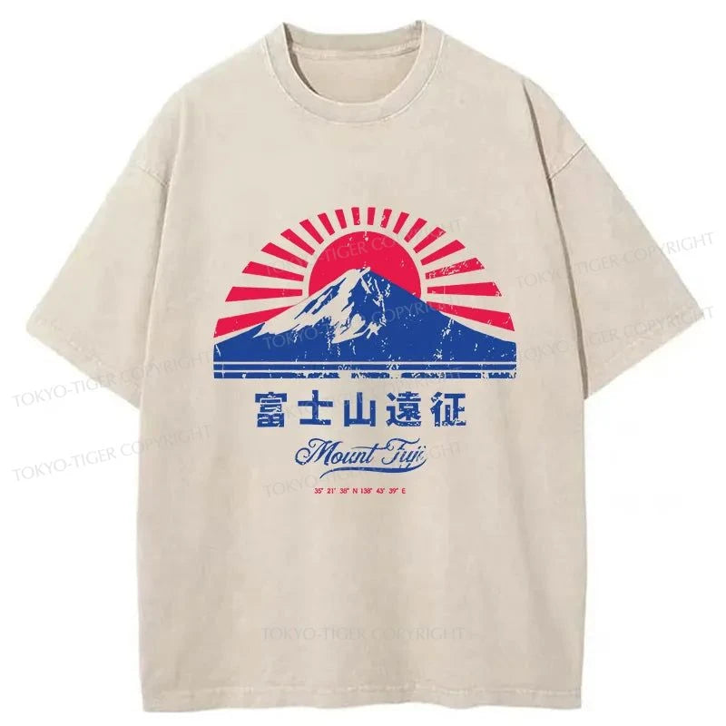 men's oversized t-shirts -Tokyo-Tiger Mount Fuji Expedition Washed T-Shirt