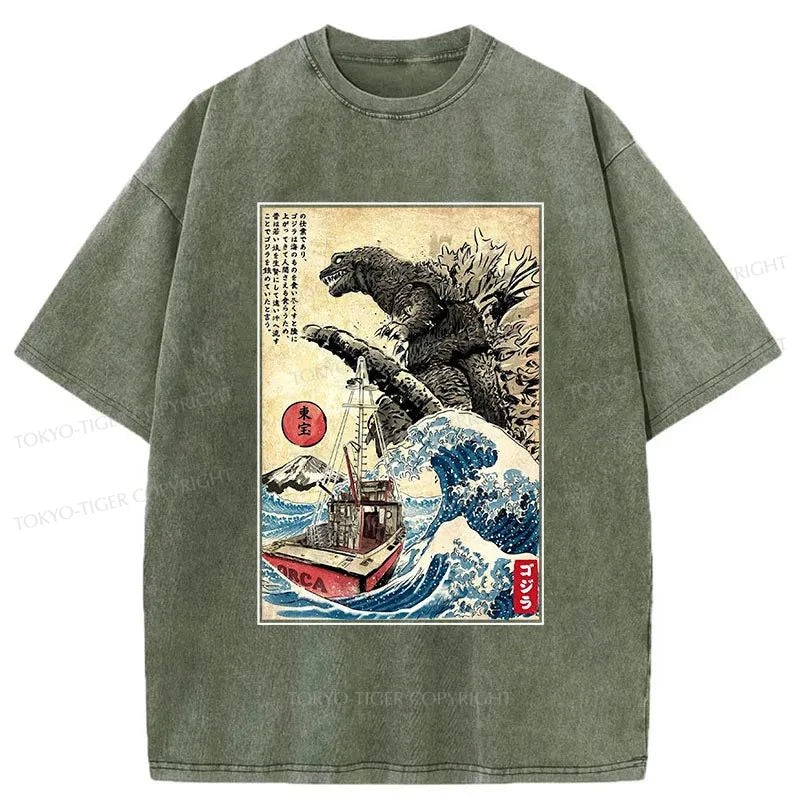 men's breathable t-shirts -Tokyo-Tiger Orca in Japan Wave Washed T-Shirt