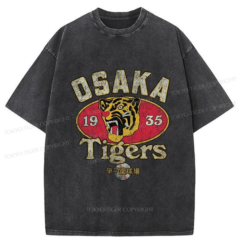 men's designer printed t-shirts -Tokyo-Tiger Osaka Tigers 1935 Washed T-Shirt