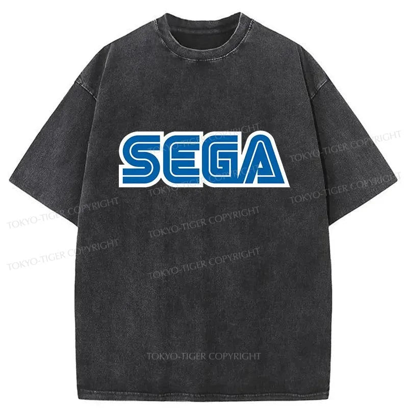 men's comfortable graphic tees -Tokyo-Tiger Sega Logo Washed T-Shirt