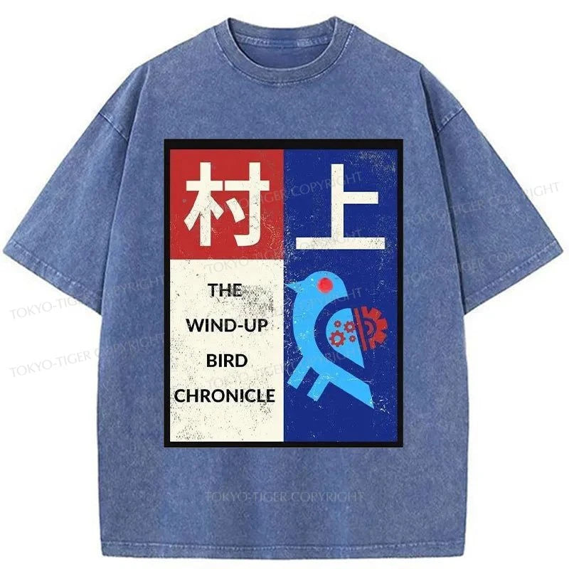 men's soft and breathable t-shirts -Tokyo-Tiger The Wind-Up Bird Chronicle Washed T-Shirt