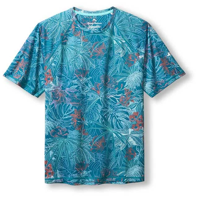 men's soft cotton crewneck t-shirts -Tommy Bahama Islandzone Glow Palms T-Shirt - Summer Night