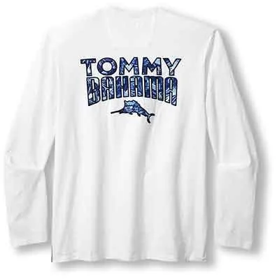 men's sport t-shirts -Tommy Bahama Ocean Escape Lux Long Sleeve T-Shirt - White