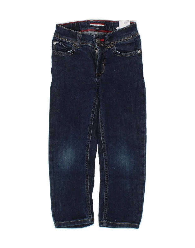 TOMMY HILFIGER Boys Straight Jeans 4-5 Years W21 L18 Navy Blue Cotton