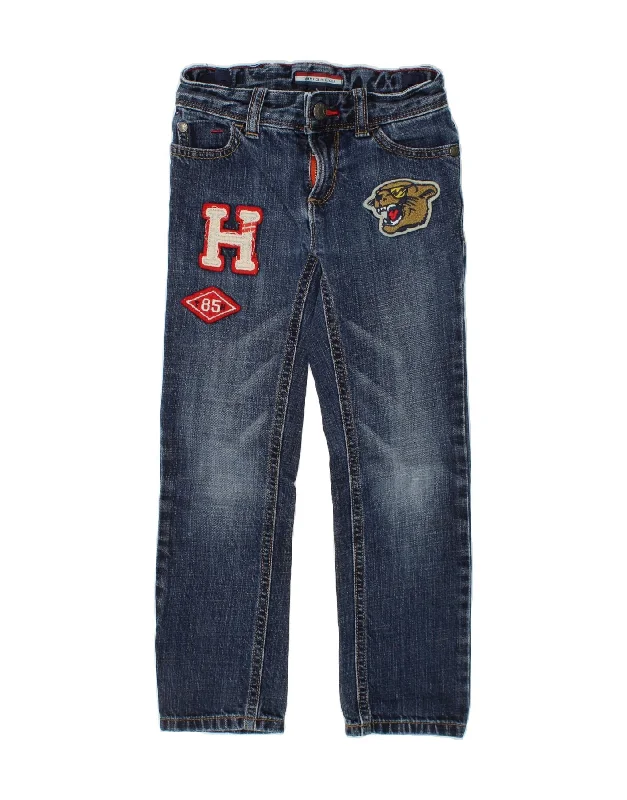 TOMMY HILFIGER Boys Straight Slim Jeans 5-6 Years W20 L18  Blue Cotton