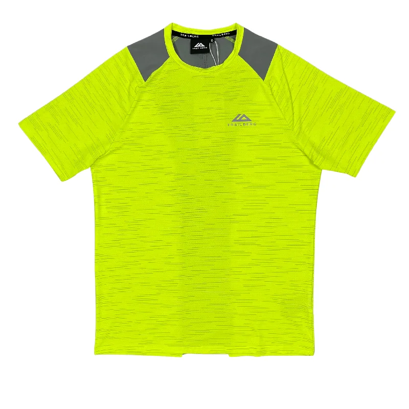 men's short-sleeve cotton t-shirts -Trailberg Element 2.0 T-Shirt - Neon Yellow / Grey