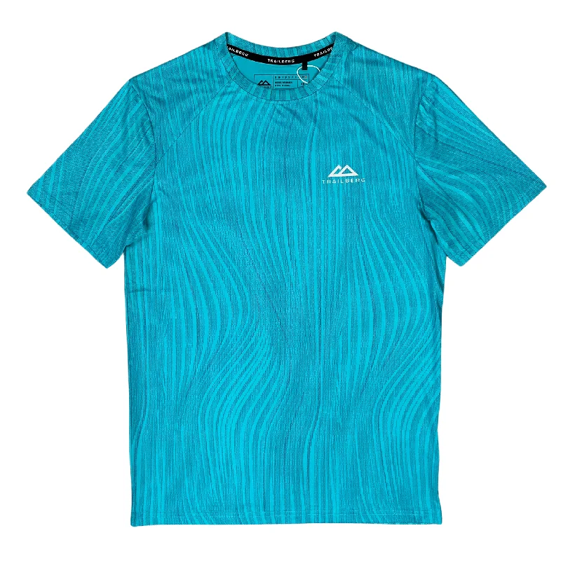 men's oversized graphic t-shirts -Trailberg Vertex T-Shirt - Aqua/Scuba Blue