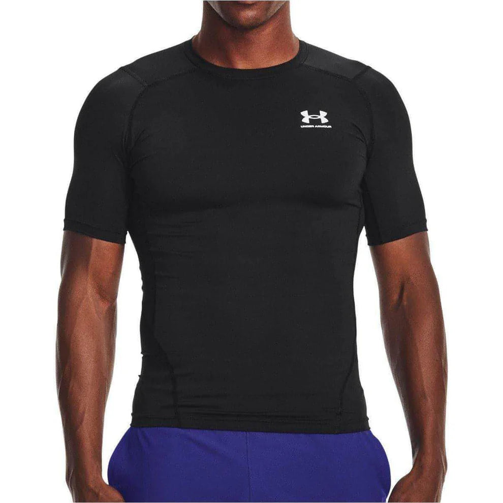 men's simple cotton t-shirts -Under Armour HeatGear Compression T-Shirt - Black