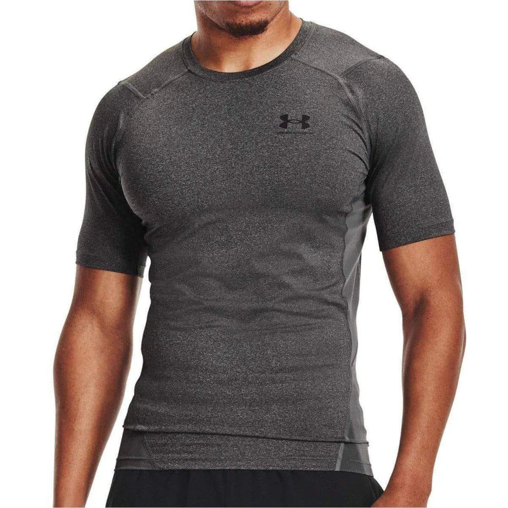 men's printed logo tees -Under Armour HeatGear Compression T-Shirt - Grey