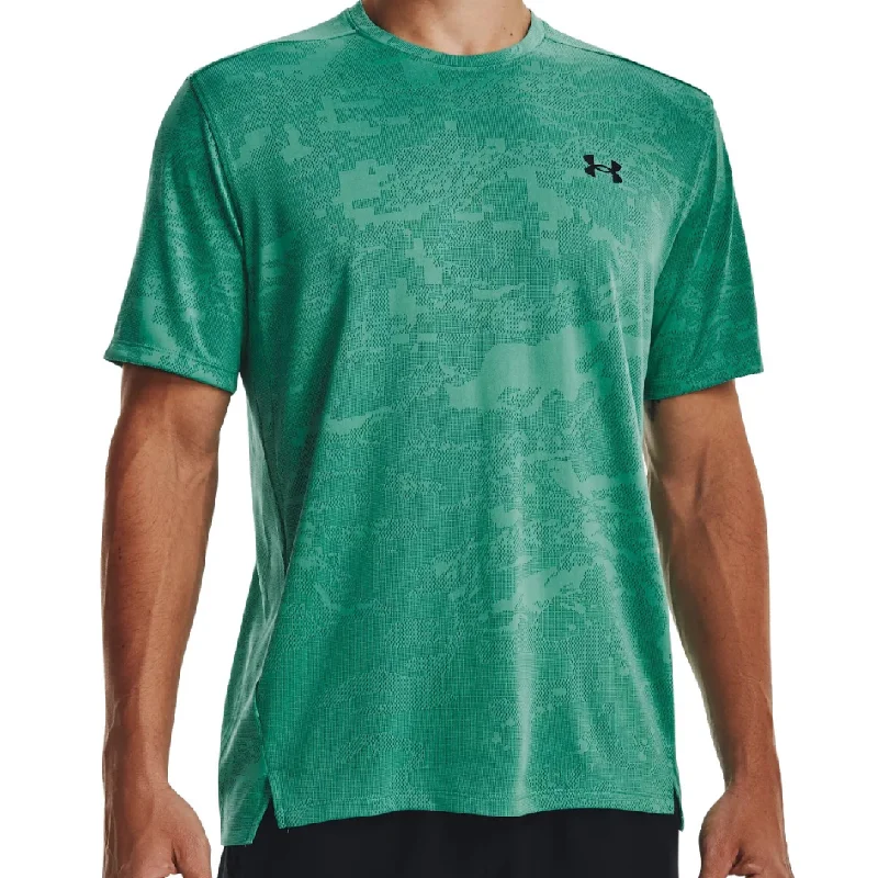 men's fun graphic print t-shirts -Under Armour Jacquard Seamless T Shirt - Emerald Green