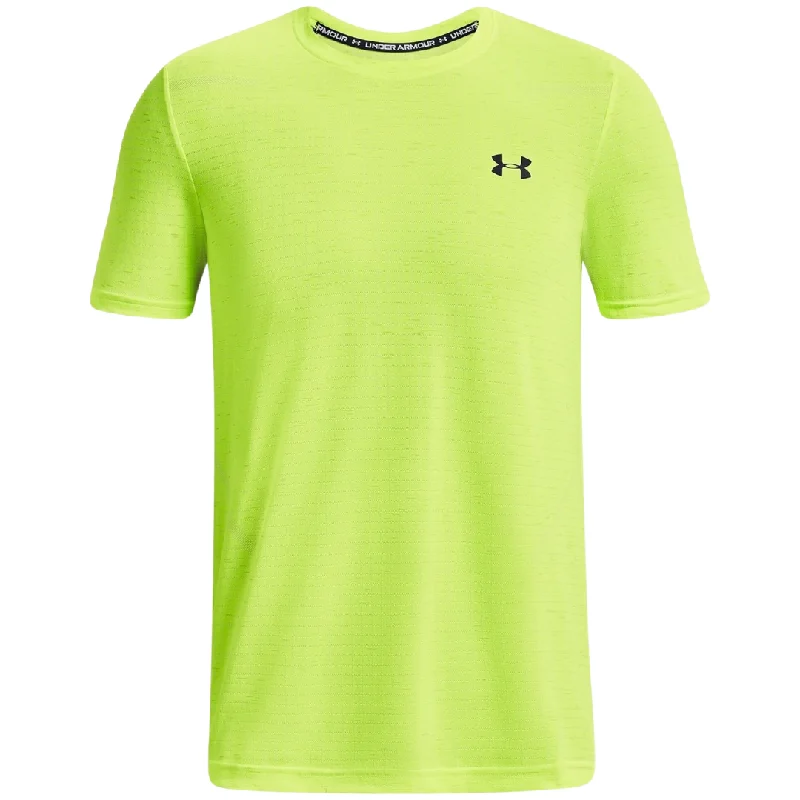 men's cotton-rich t-shirts -Under Armour Seamless Grid T Shirt - Neon Volt