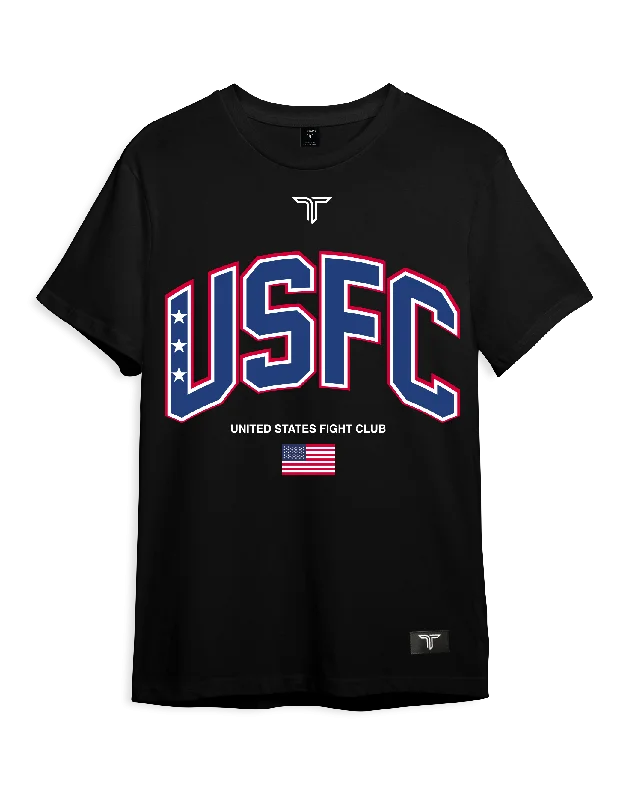 men's slim-fit plain t-shirts -USFC T-Shirt - Black