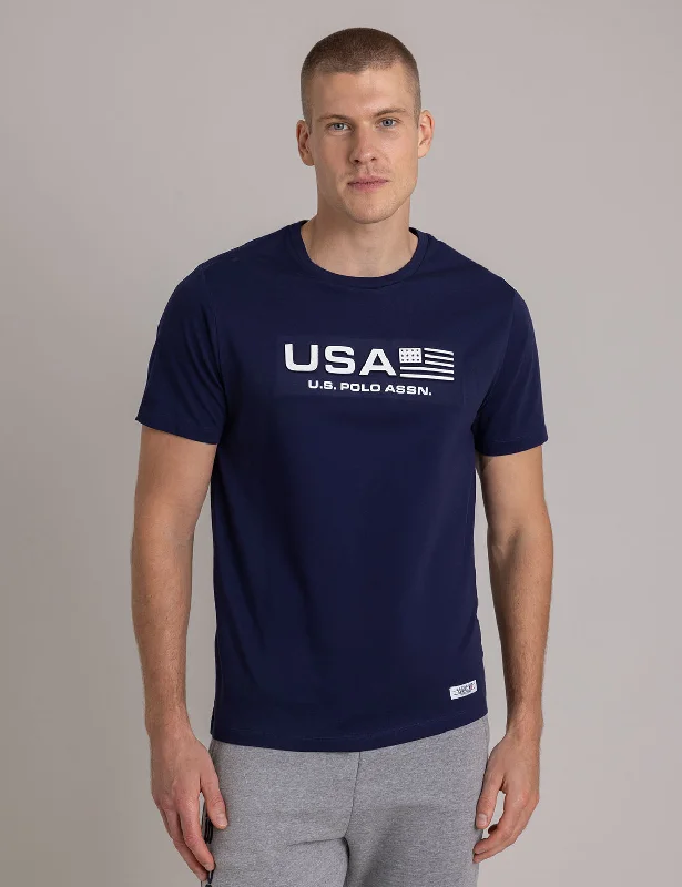 men's cool slogan tees -USA EMBOSSED PRINT JERSEY T-SHIRT