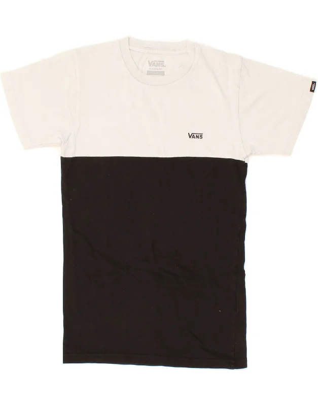 men's polo t-shirts -VANS Boys Classic Fit T-Shirt Top 8-9 Years XS Black Colourblock Cotton