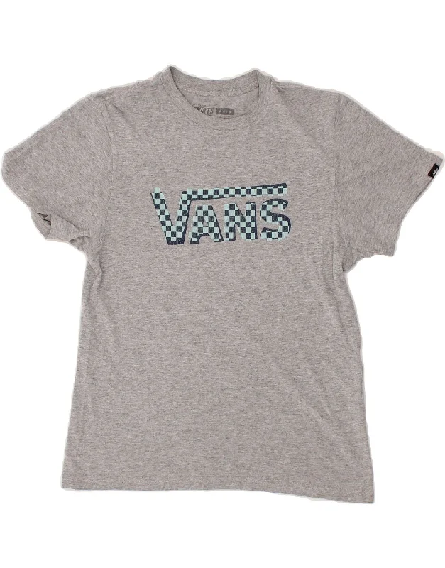 men's casual graphic t-shirts -VANS Boys Graphic T-Shirt Top 12-13 Years Large  Grey Cotton