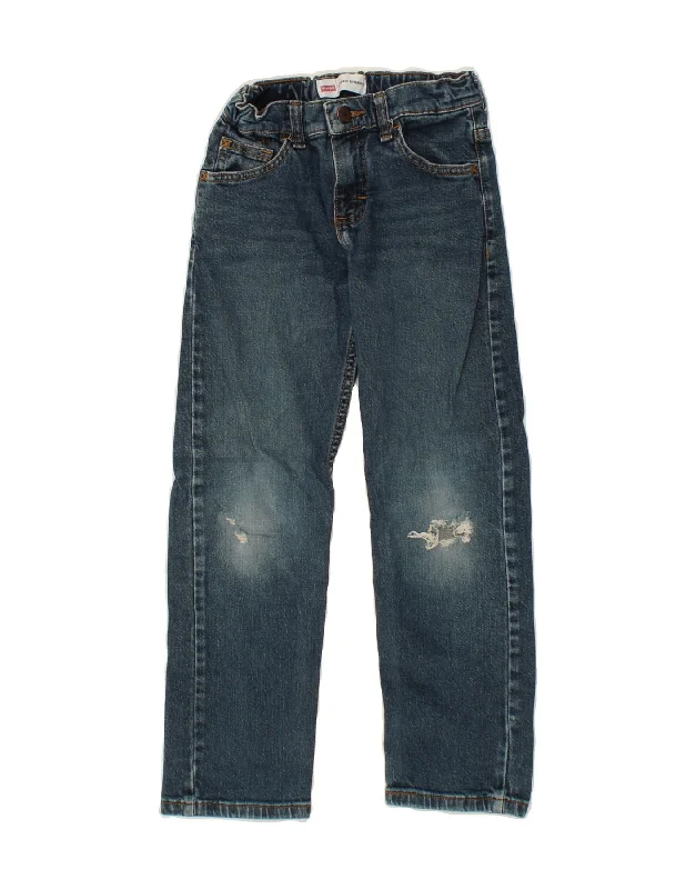 WRANGLER Boys Classic Distressed Straight Jeans 7-8 Years W24 L22 Blue