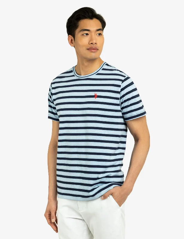 men's printed t-shirts -YARN DYE STRIPE JERSEY CREW NECK T-SHIRT