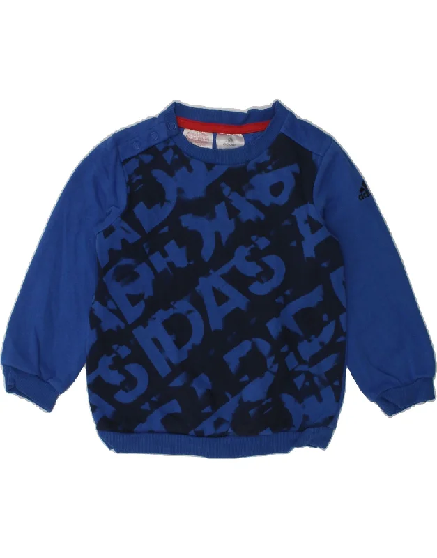 men's lightweight sweatshirts -ADIDAS Baby Boys Graphic Sweatshirt Jumper 12-18 Months Blue Cotton