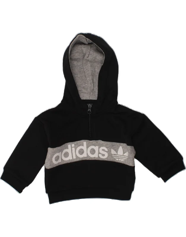 men's versatile hoodies -ADIDAS Baby Boys Graphic Zip Neck Hoodie Jumper 3-6 Months Black