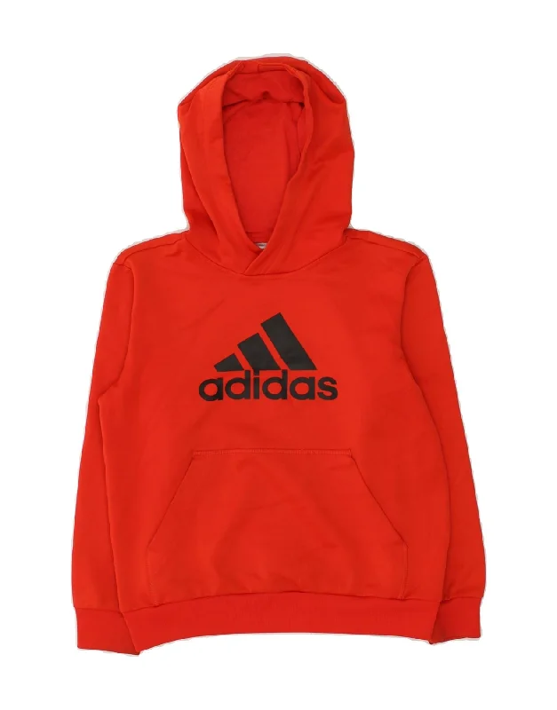 men's comfortable casual hoodies -ADIDAS Boys Graphic Hoodie Jumper 11-12 Years Red Polyester