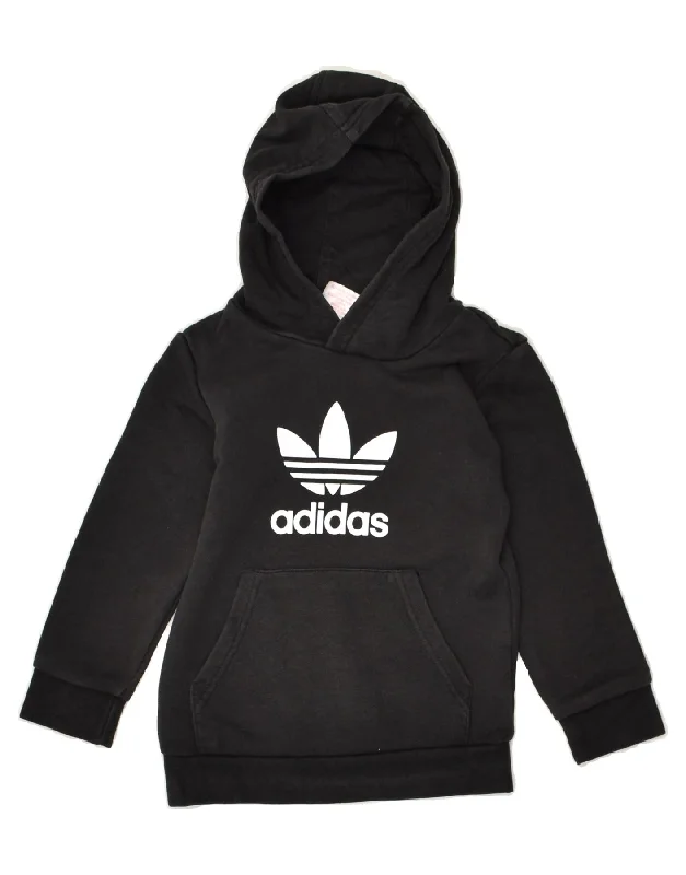 men's warm hoodies -ADIDAS Boys Graphic Hoodie Jumper 3-4 Years Black Cotton