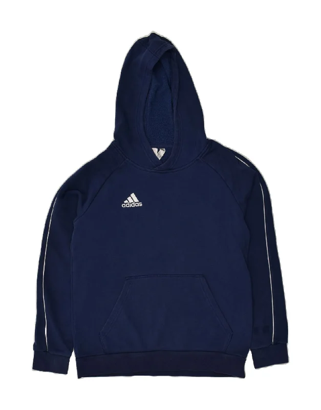 men's thick hoodies for winter -ADIDAS Boys Hoodie Jumper 13-14 Years Navy Blue Cotton