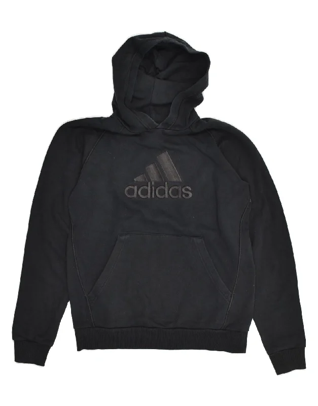 men's zip-up hoodies -ADIDAS Boys Performance Graphic Hoodie Jumper 13-14 Years Black Cotton