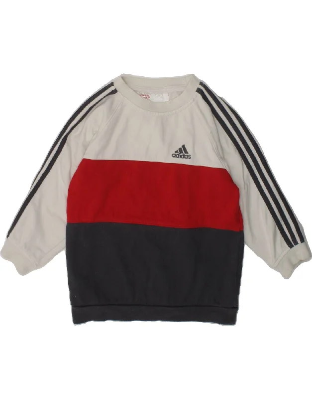 men's hoodie with zipper closure -ADIDAS Boys Sweatshirt Jumper 2-3 Years Multicoloured Colourblock Cotton