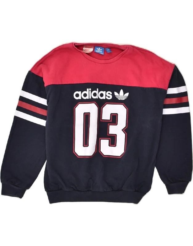 men's performance hoodies -ADIDAS Girls Graphic Sweatshirt Jumper 11-12 Years Navy Blue Colourblock