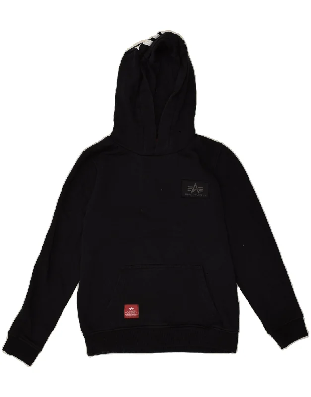 men's graphic print hoodies -ALPHA INDUSTRIES Girls Graphic Hoodie Jumper 11-12 Years Black Cotton