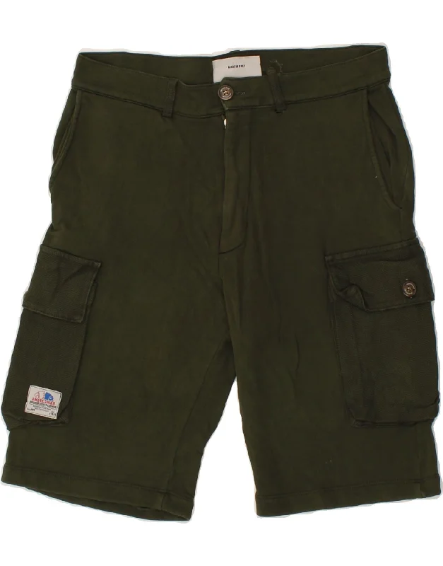 AMERICANINO Mens Cargo Shorts Small W28 Green Cotton