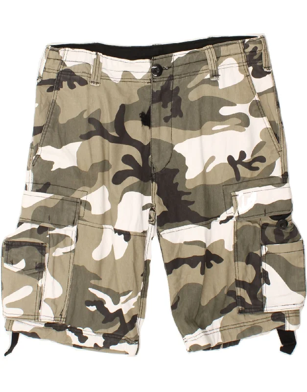 BRANDIT Mens Cargo Shorts XL W38 Green Camouflage Cotton