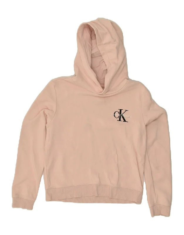 men's graphic sweatshirts with hoods -CALVIN KLEIN Girls Hoodie Jumper 13-14 Years Beige