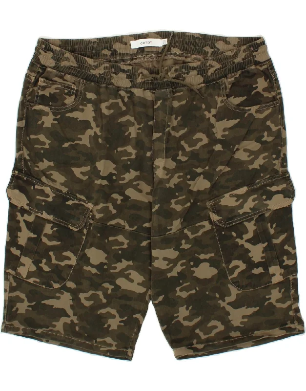 CELIO Mens Cargo Shorts 2XL W42 Khaki Camouflage Cotton