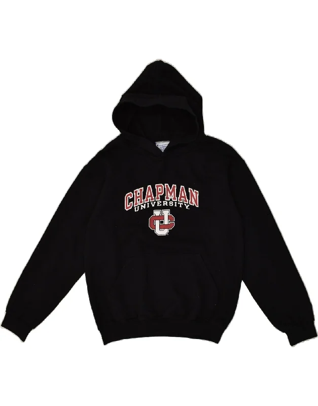 men's lightweight cotton hoodie -CHAMPION Boys Graphic Hoodie Jumper 10-11 Years Black Cotton